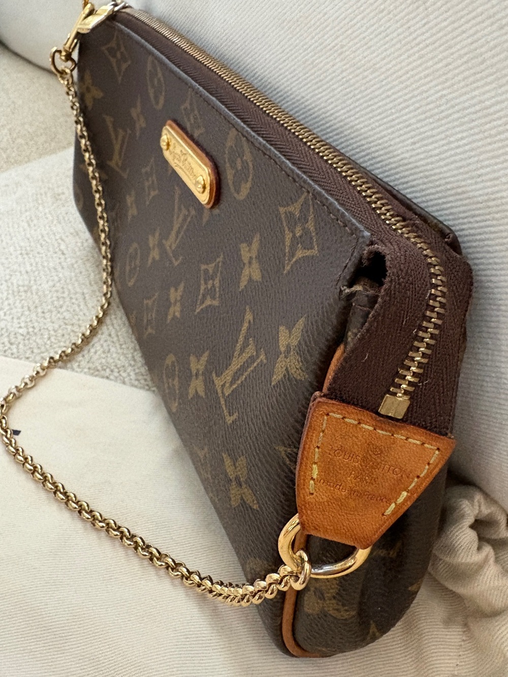 Louis Vuitton Eva Clutch Monogram Canvas Brown Gold Hardware Mini Shoulder Bag - Picture 15 of 16